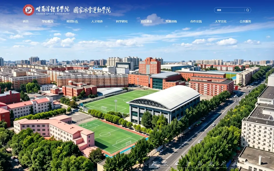 哈尔滨体育学院官网首页截图,拍摄于2026-10-01
