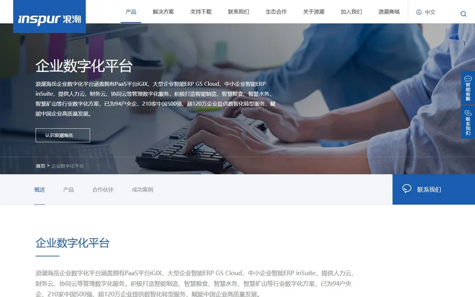 浪潮海岳官网首页截图，拍摄于2026-10-01