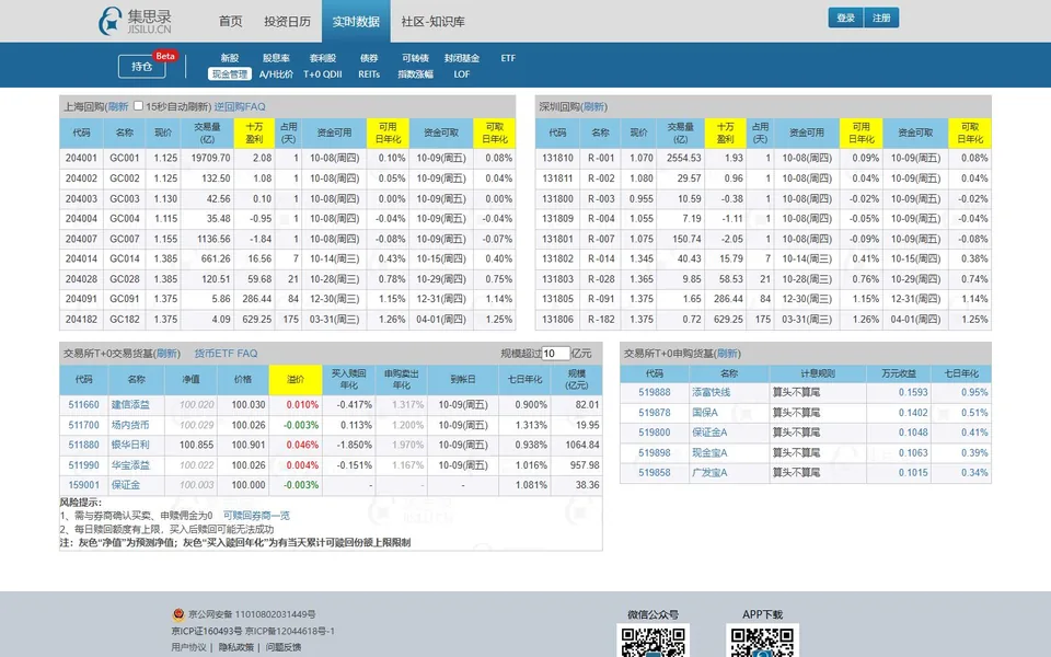 现金管理官网首页截图，拍摄于2026-10-01