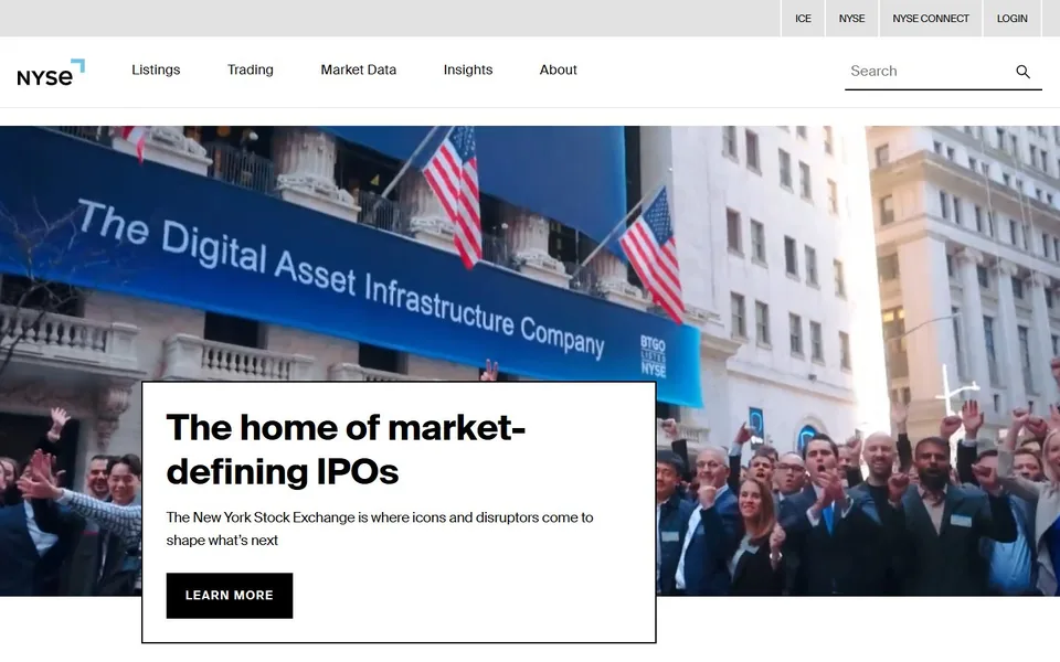 纽约证券交易所官网首页截图，拍摄于2026-10-01