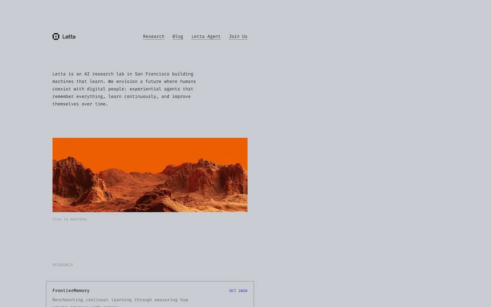Letta · Website screenshot