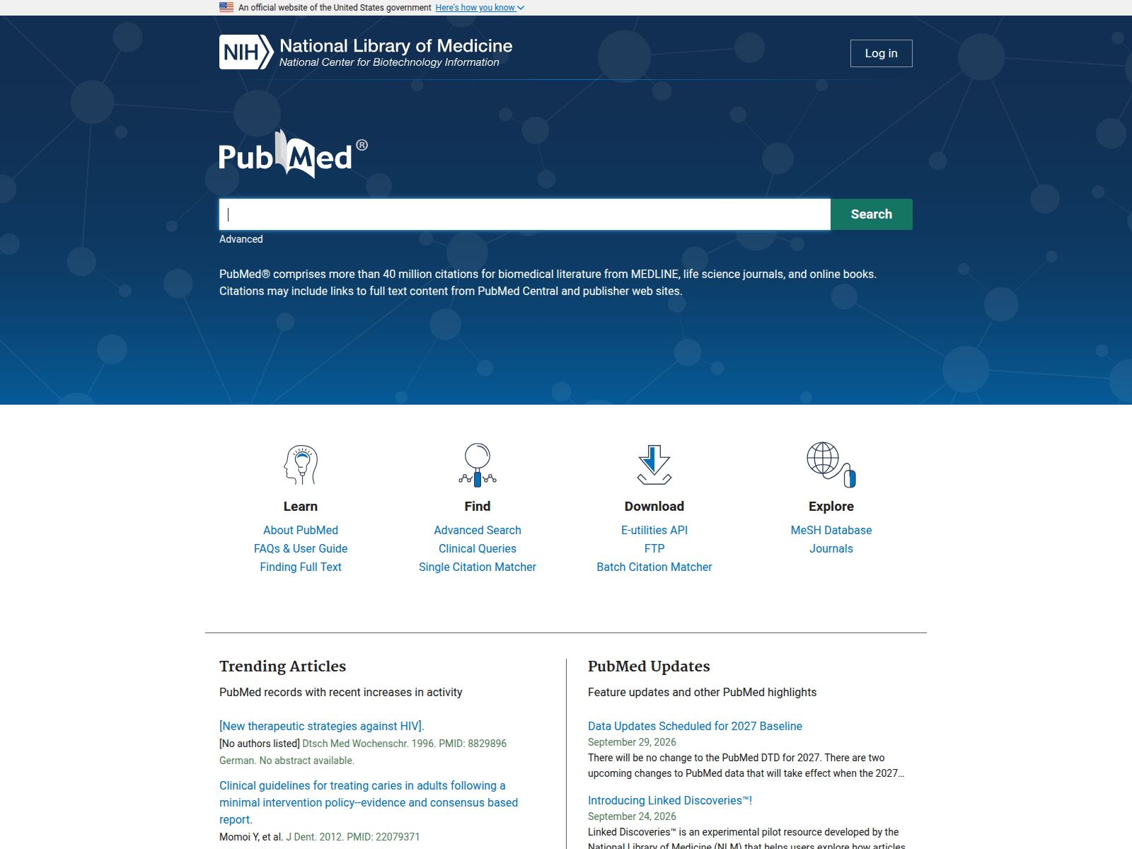 PubMed — снимок сайта